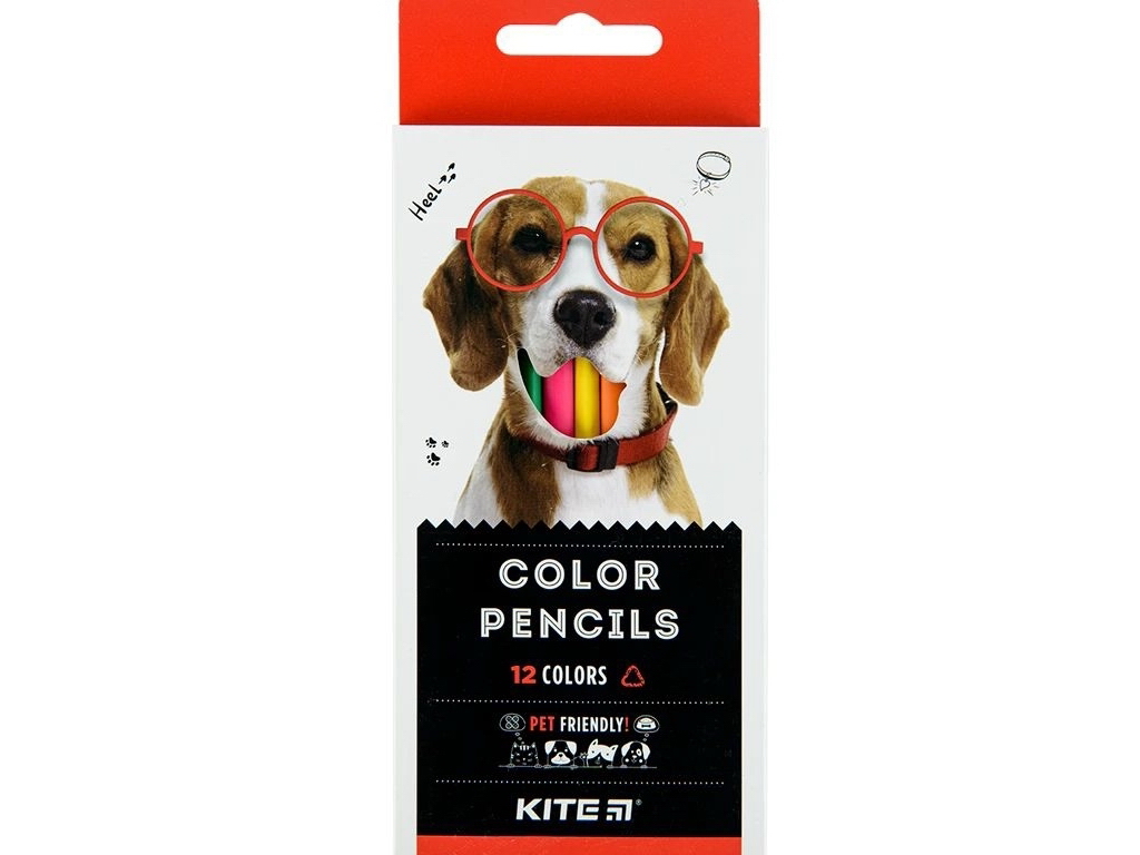 Карандаши цветные трехгранные Dogs 12 шт, Kite