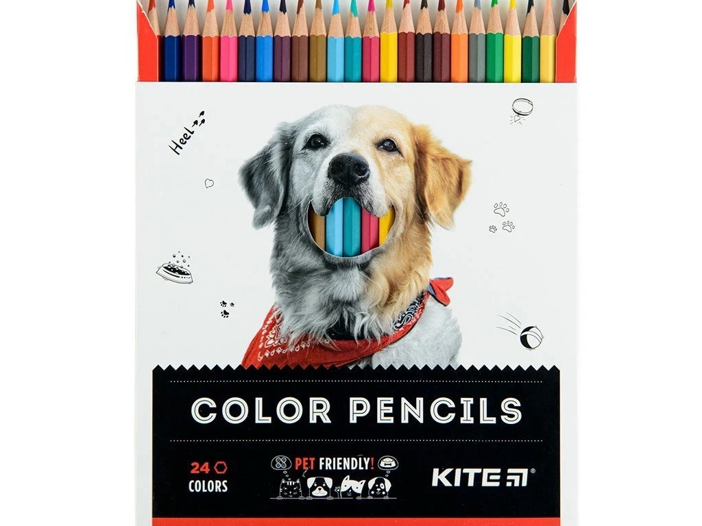 Олівці кольорові Dogs 24 шт, Kite