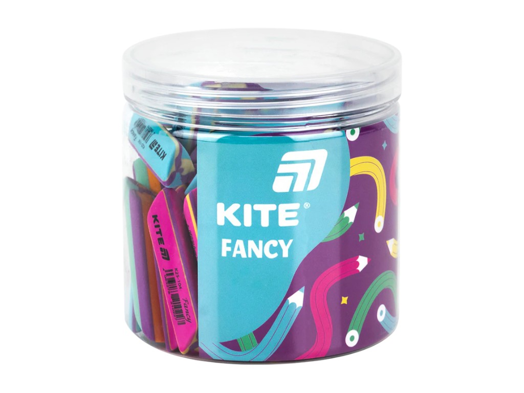 Гумка стиральна синтетична для графітних олівців Fancy скошена, кольорова (ціна за 1шт), Kite