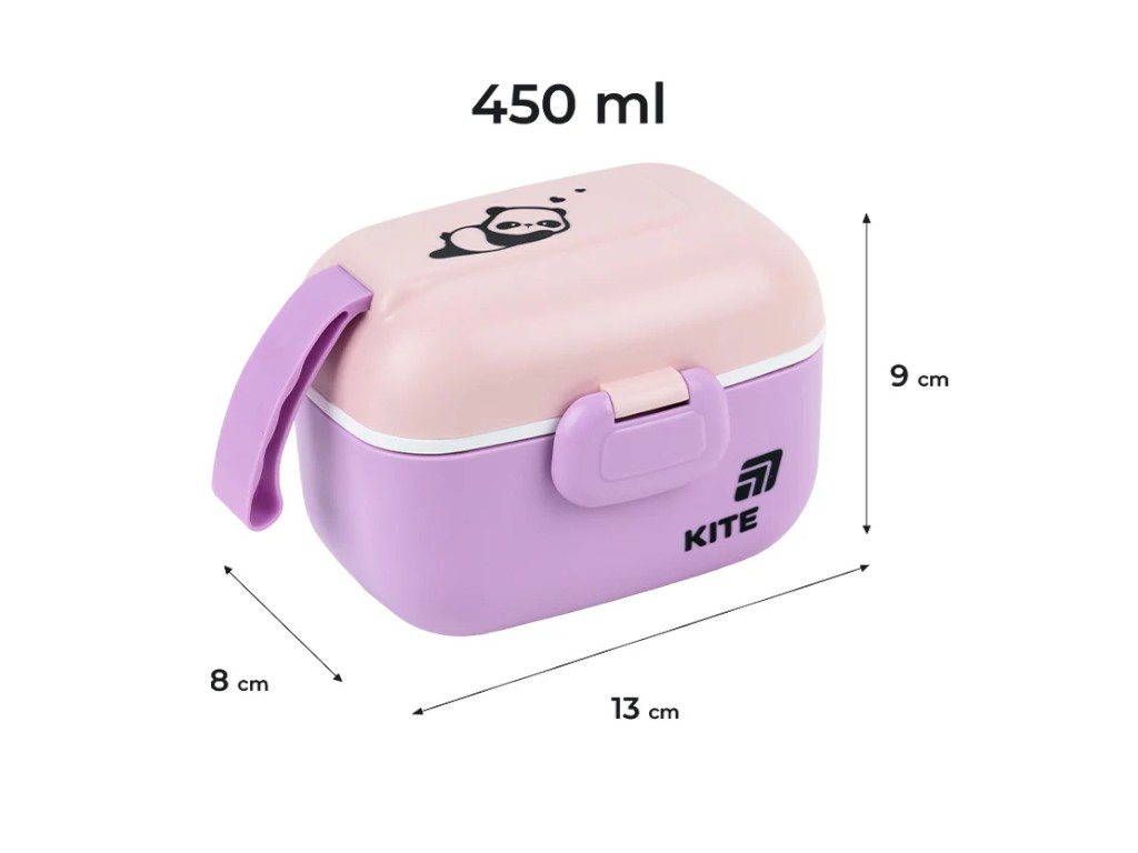 Ланчбокс Kite K25-1185-1, 450 мл, з мініконтейнером і ложкою, фіолетовий, Kite
