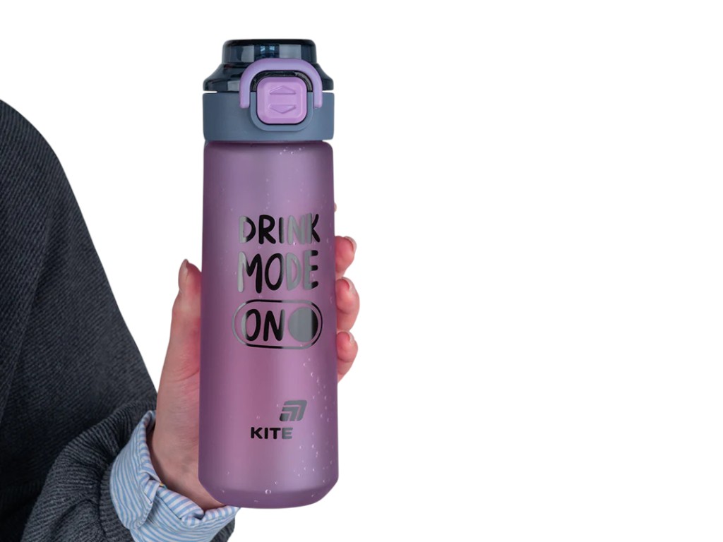 Бутылка для воды детская Kite K25-1214-2, 760 мл, фиолетовая, с поильником и трубочкой, Kite