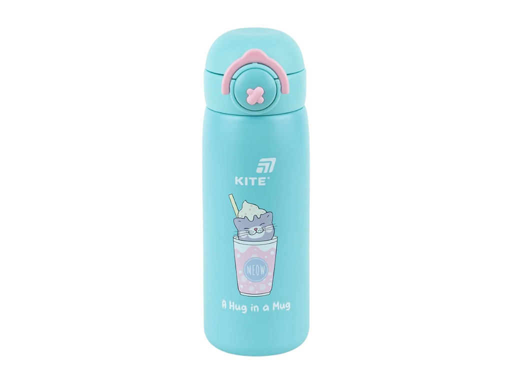 Термос с кнопкой Kite K25-1221-1 430 мл бирюзовый, с поильником, Kite
