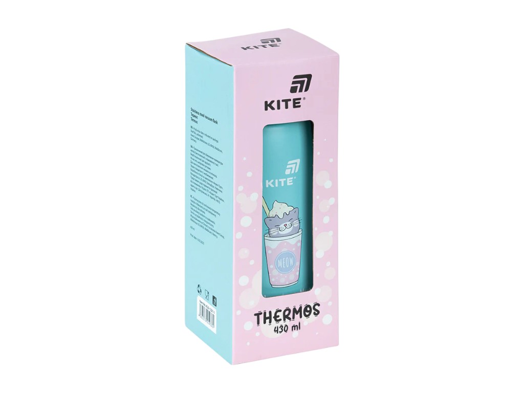 Термос с кнопкой Kite K25-1221-1 430 мл бирюзовый, с поильником, Kite
