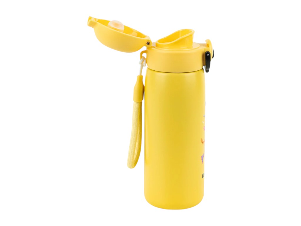 Термос с кнопкой Kite K25-1221-2 430 мл желтый, с поильником, Kite