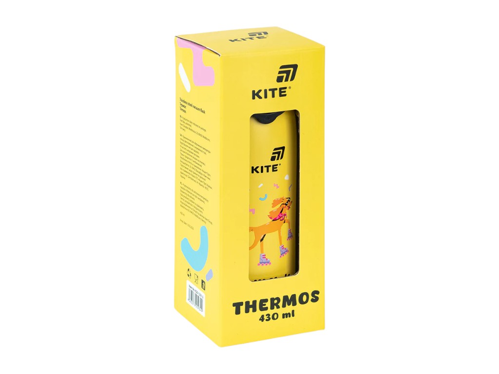 Термос с кнопкой Kite K25-1221-2 430 мл желтый, с поильником, Kite