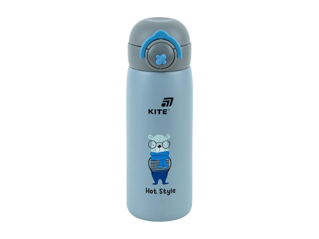 Термос з кнопкою Kite K25-1221-3 430 мл сірий, з поїльником, Kite