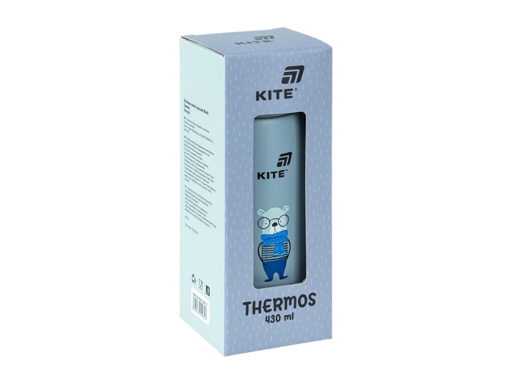 Термос з кнопкою Kite K25-1221-3 430 мл сірий, з поїльником, Kite