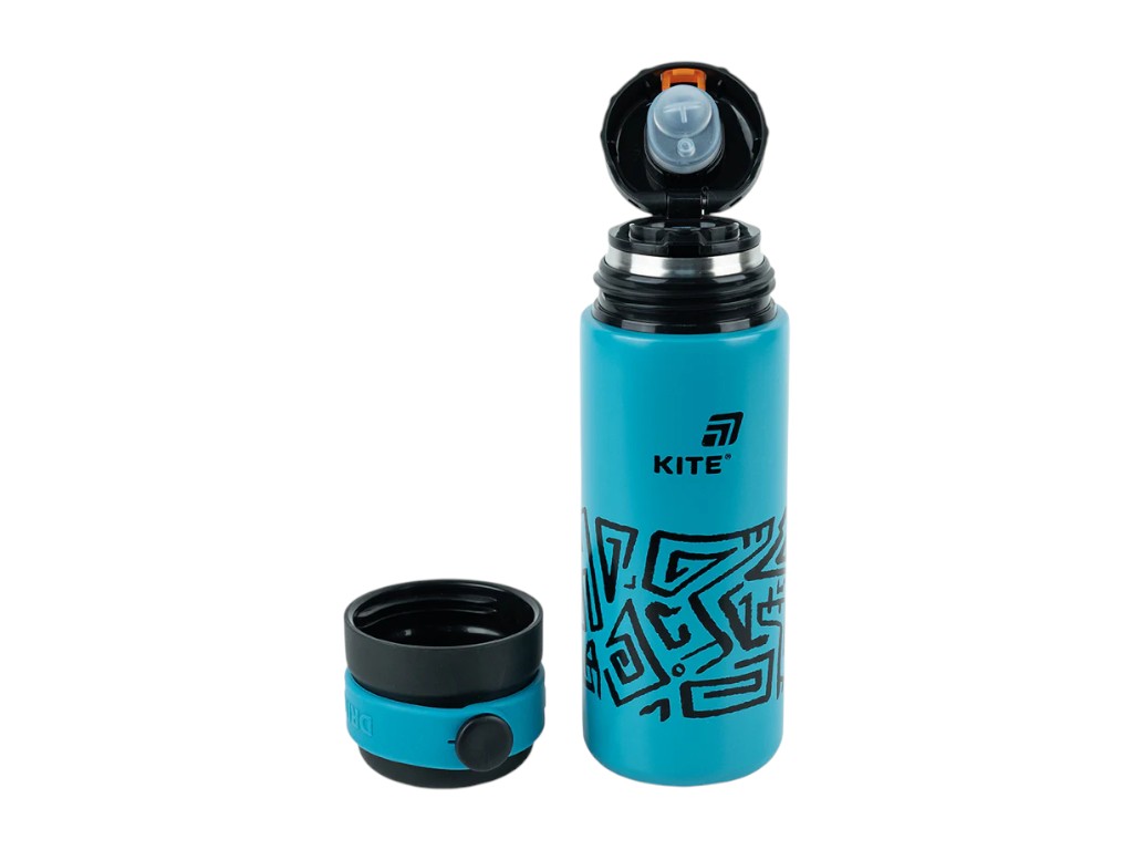 Термос Kite K25-1222-1 500 мл темно-бирюзовый, с крышкой-чашкой и поильником, Kite