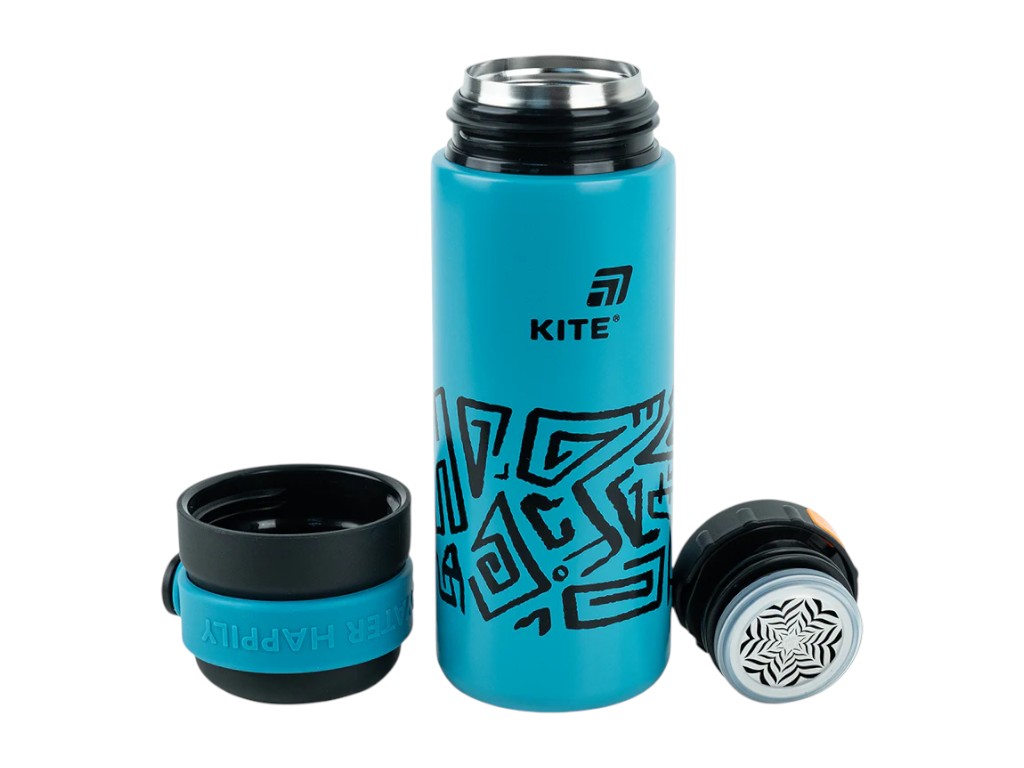 Термос Kite K25-1222-1 500 мл темно-бирюзовый, с крышкой-чашкой и поильником, Kite