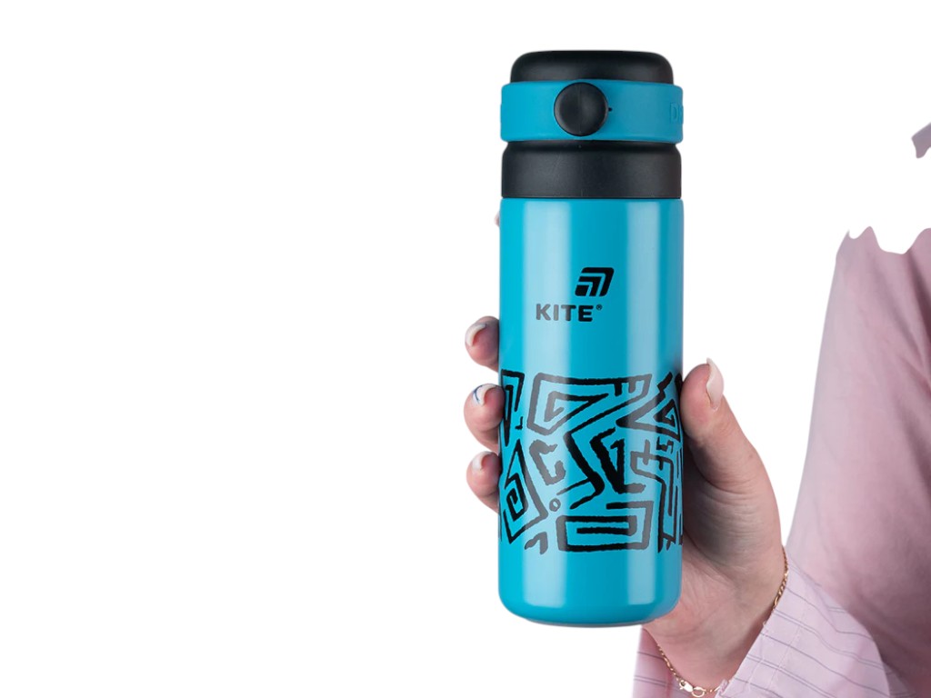 Термос Kite K25-1222-1 500 мл темно-бирюзовый, с крышкой-чашкой и поильником, Kite