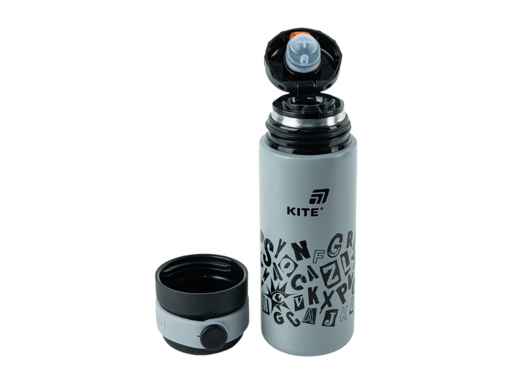 Термос Kite K25-1222-2 500 мл сірий, з кришкою-чашкою та поїльником, Kite