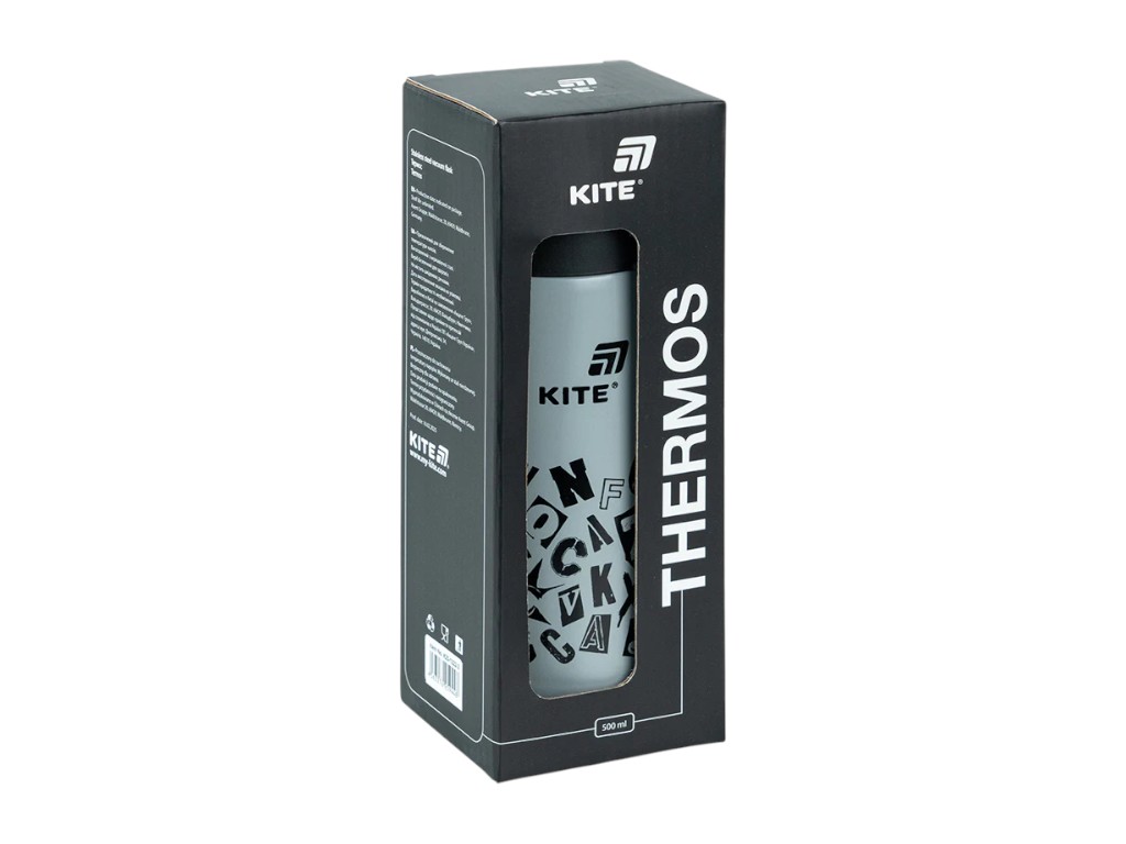 Термос Kite K25-1222-2 500 мл сірий, з кришкою-чашкою та поїльником, Kite