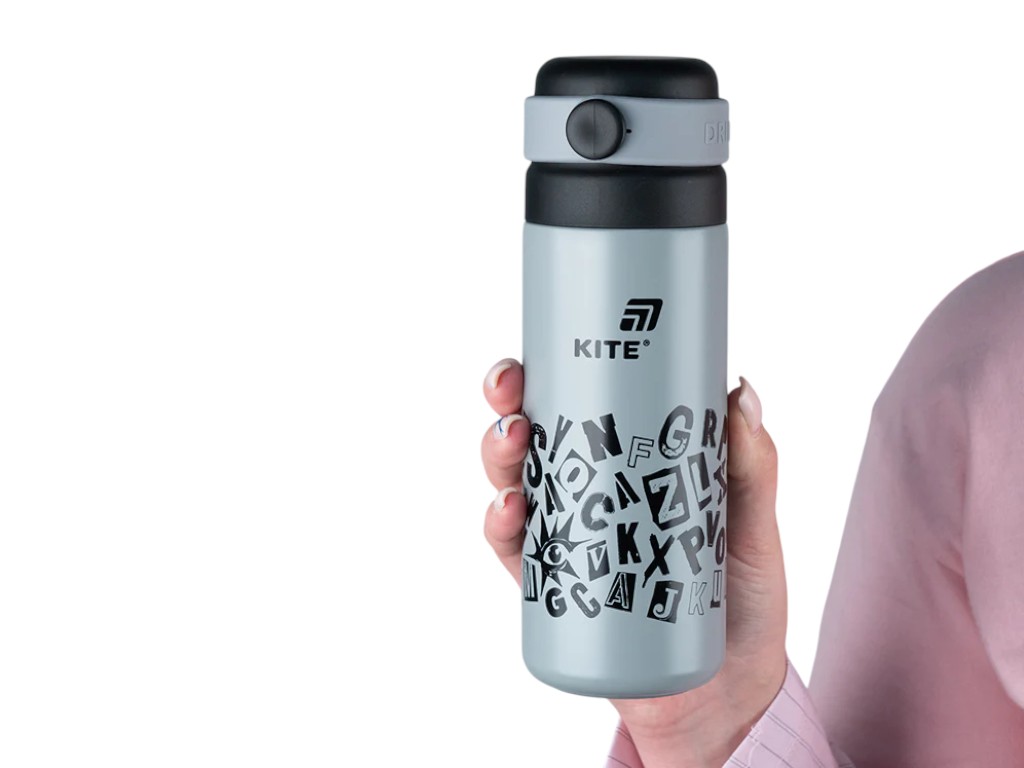 Термос Kite K25-1222-2 500 мл сірий, з кришкою-чашкою та поїльником, Kite