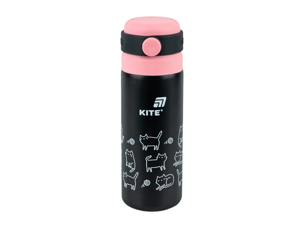 Термос Kite K25-1222-3 500 мл чорний, з поїльником, із кришкою-чашкою, Kite