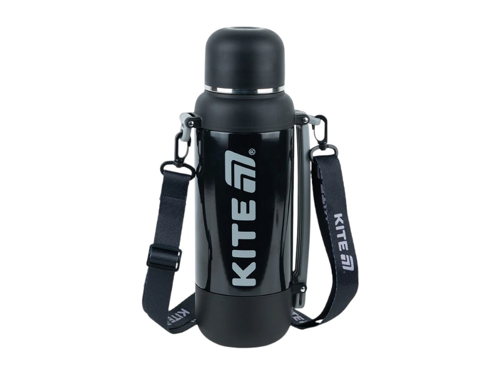 Термос з чашкою Kite K25-1225-1 1200 мл чорний, з ремінцем, Kite