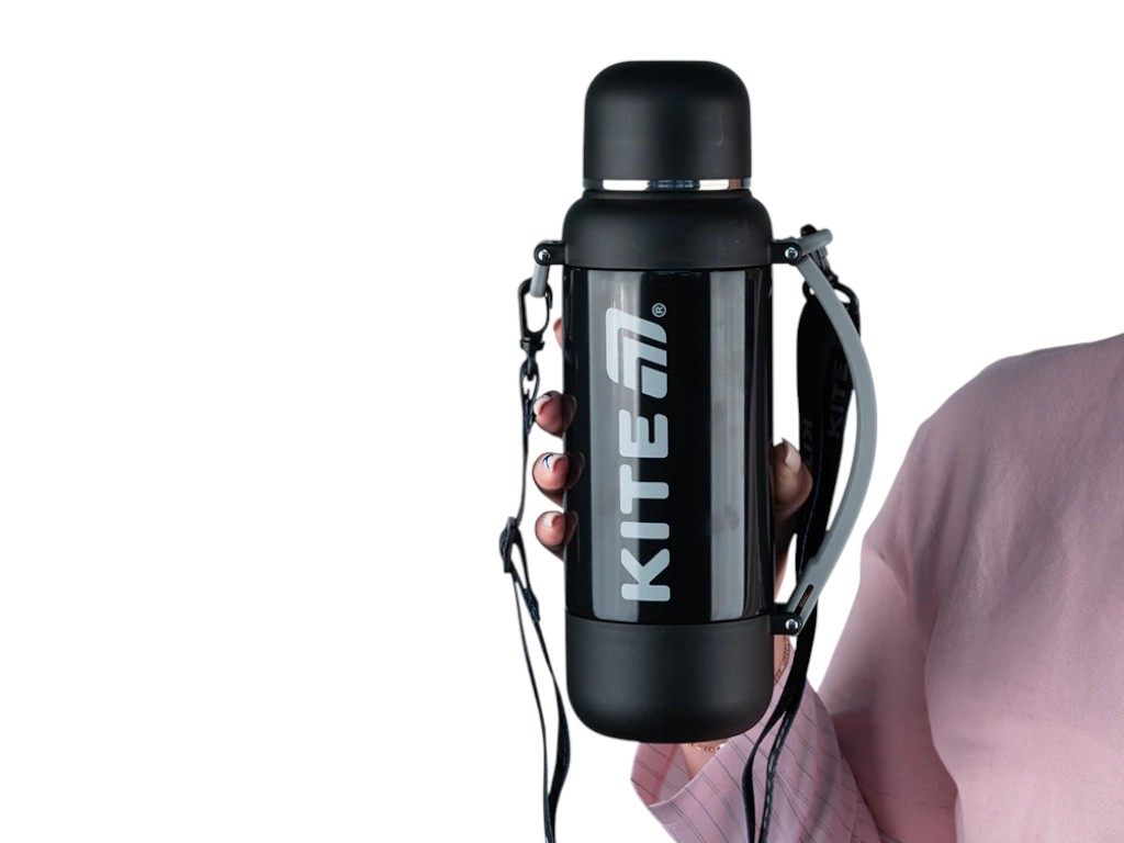 Термос з чашкою Kite K25-1225-1 1200 мл чорний, з ремінцем, Kite