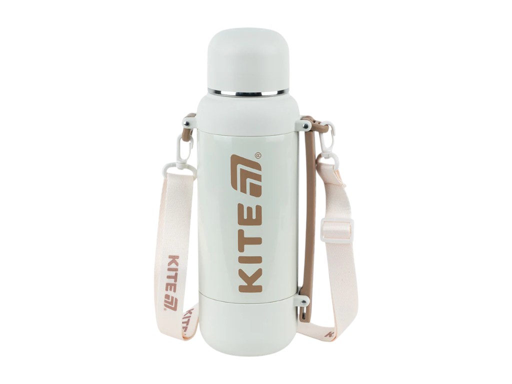 Термос з чашкою Kite K25-1225-2 1200 мл бежевий, з ремінцем, Kite