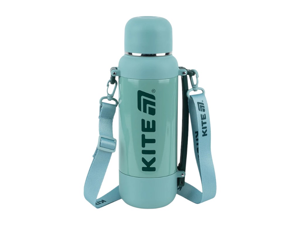 Термос з чашкою Kite K25-1225-3 1200 мл зелений, з ремінцем, Kite