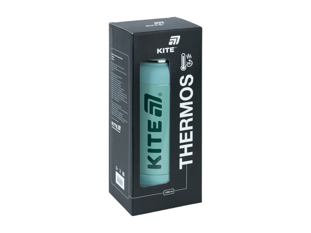 Термос з чашкою Kite K25-1225-3 1200 мл зелений, з ремінцем, Kite
