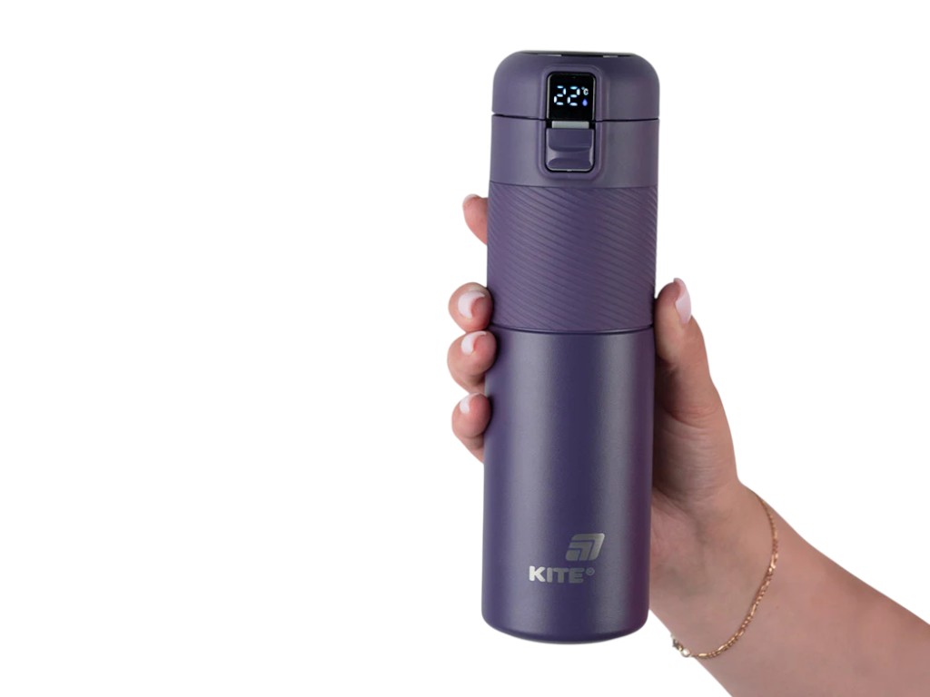 Термос з термодатчиком Kite K25-1227-3 450 мл фіолетовий, з дисплеєм, Kite