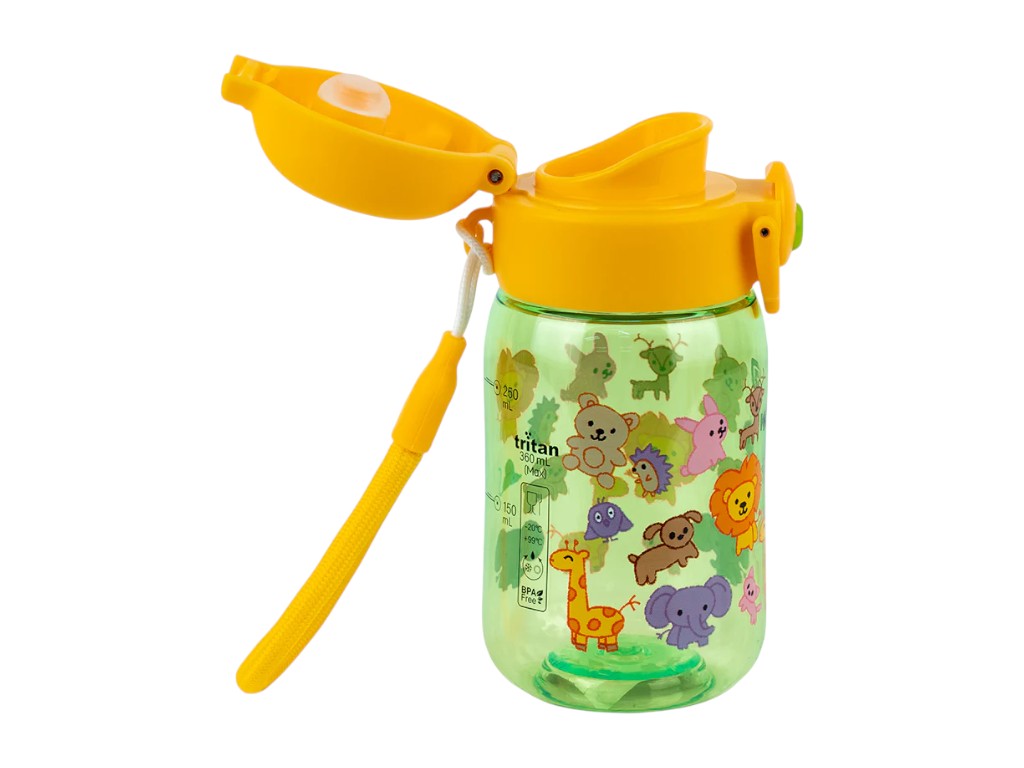 Бутылка для воды детская Zoo Kite K25-1235-3, 360 мл, зеленая, с сеточкой-фильтром, Kite