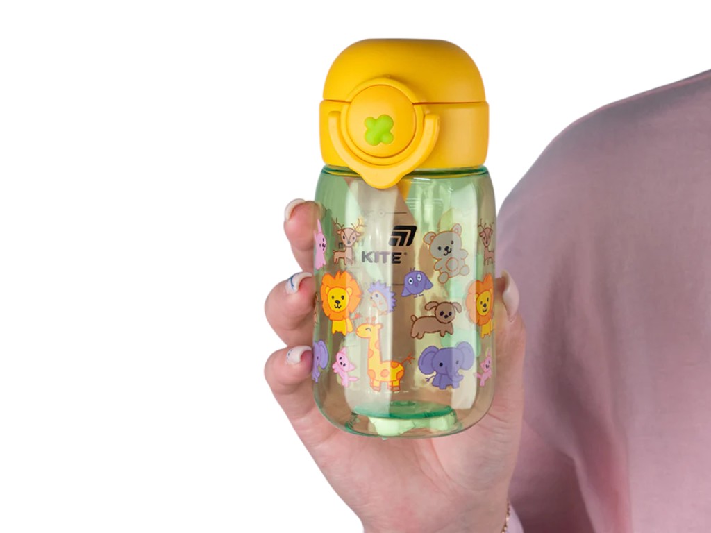 Бутылка для воды детская Zoo Kite K25-1235-3, 360 мл, зеленая, с сеточкой-фильтром, Kite