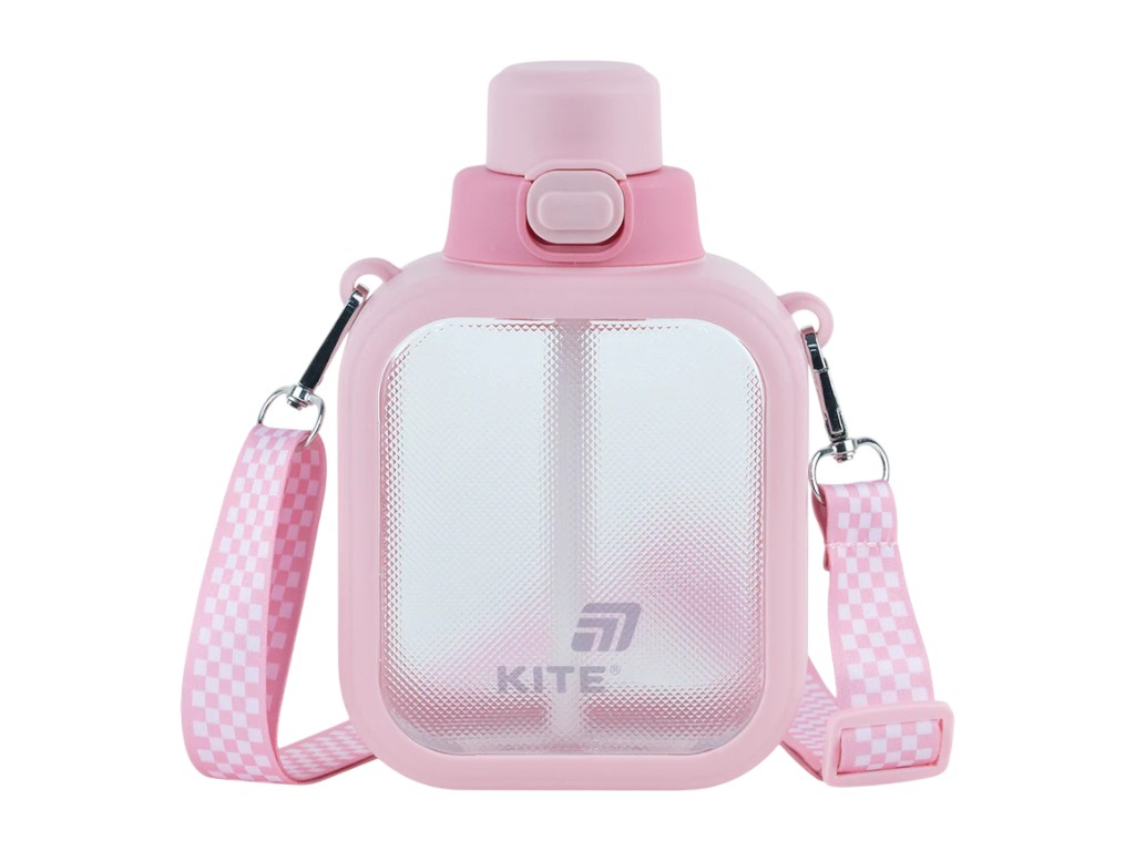 Бутылка для воды детская Kite K25-1237-3, 700 мл, розовая, квадратная форма, с лентой, Kite