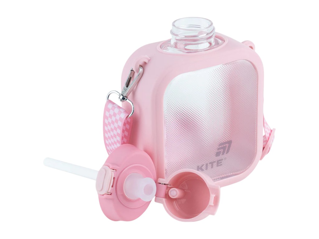 Бутылка для воды детская Kite K25-1237-3, 700 мл, розовая, квадратная форма, с лентой, Kite