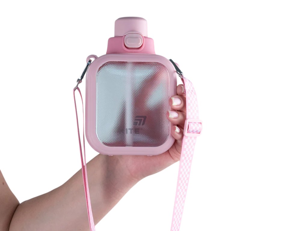 Бутылка для воды детская Kite K25-1237-3, 700 мл, розовая, квадратная форма, с лентой, Kite