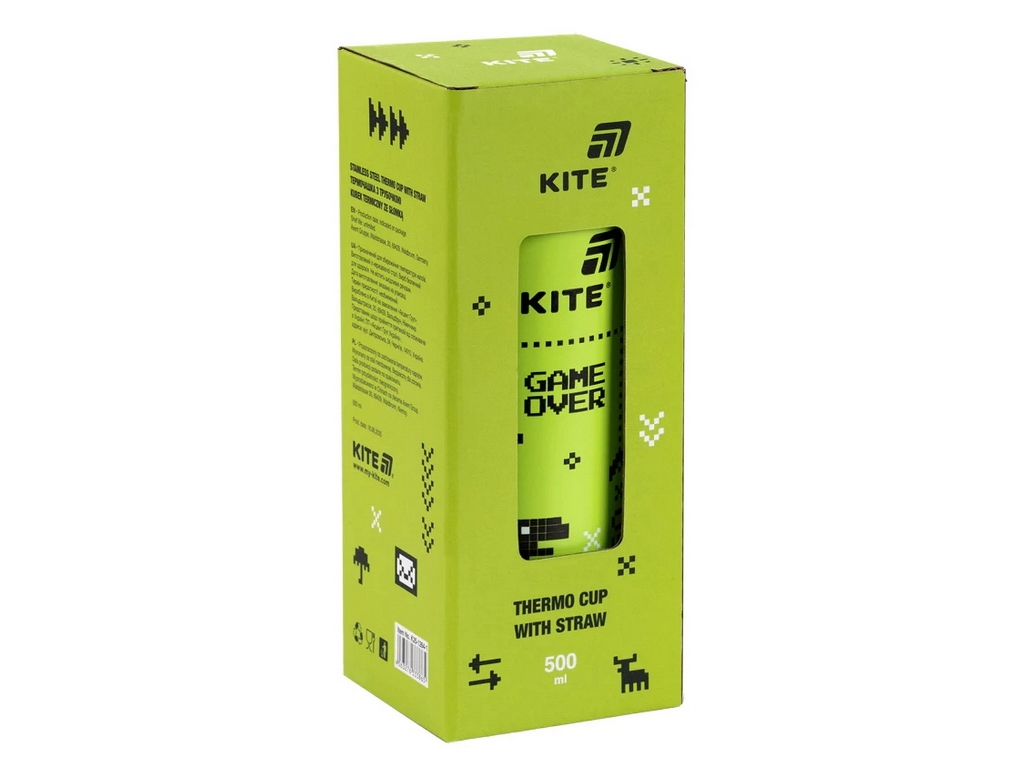 Термочашка з трубочкою 500мл Game over Kite K25-1264-1