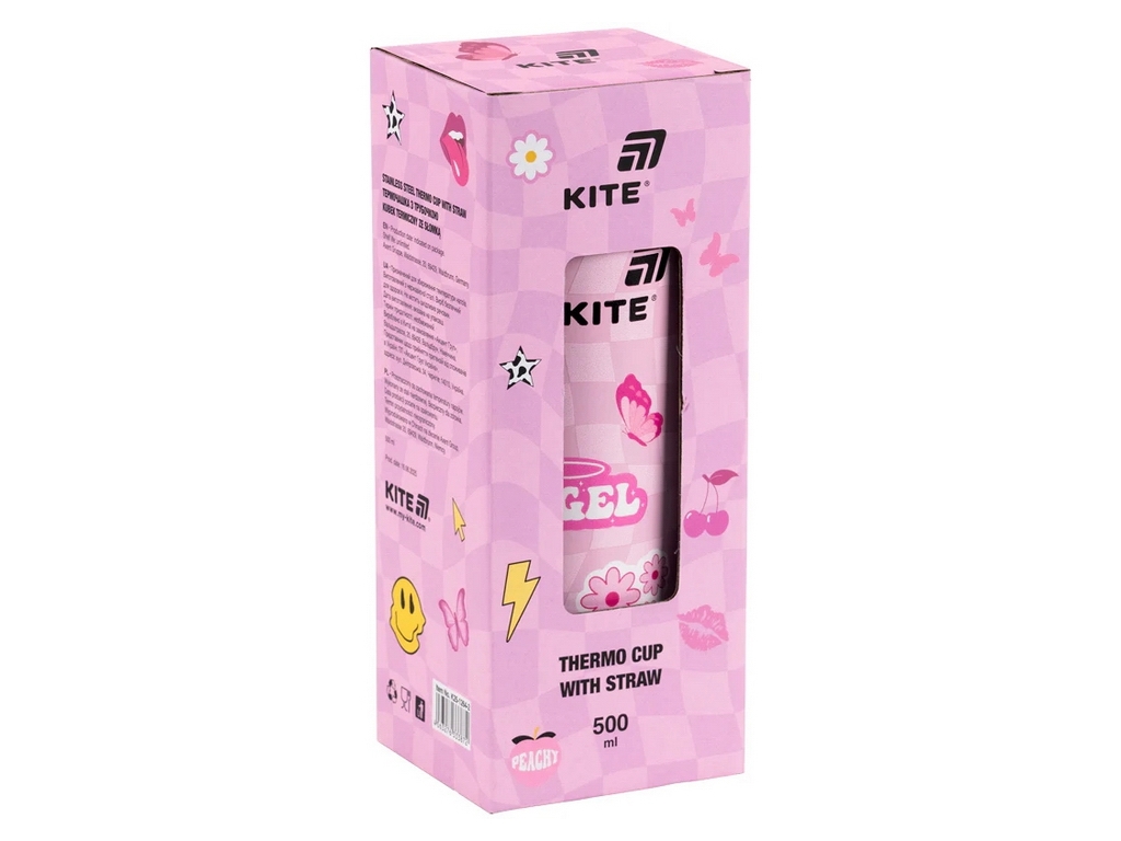 Термочашка з трубочкою 500мл Angel Kite K25-1264-2
