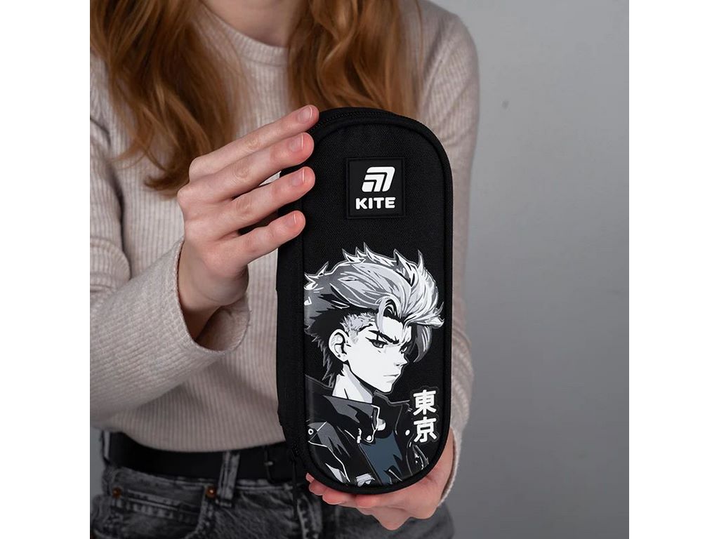 Пенал м’який з органайзером Kite, серія Anime Boy, чорний, Kite