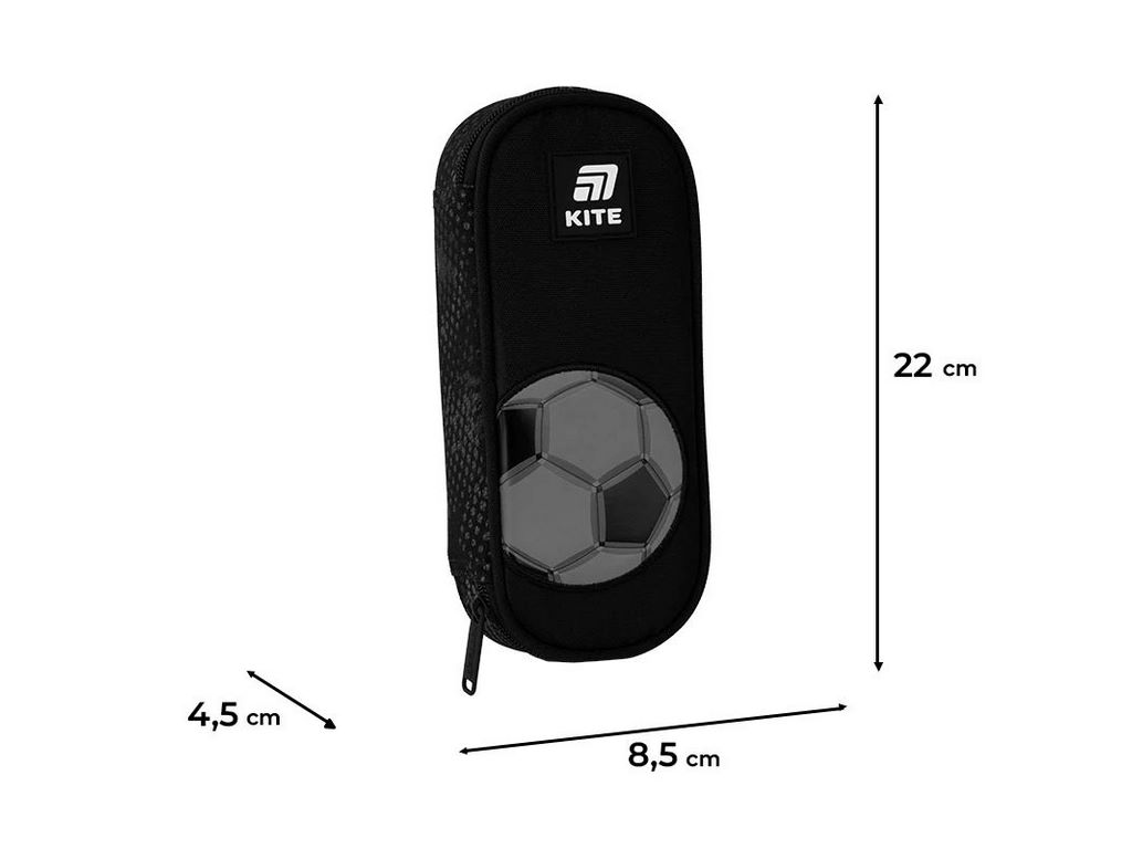 Пенал Kite Football, полиэстер, черный, 22×8,5×4,5 см, серия KITE