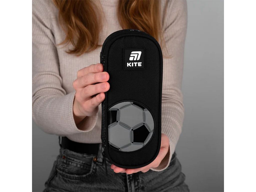Пенал Kite Football, полиэстер, черный, 22×8,5×4,5 см, серия KITE