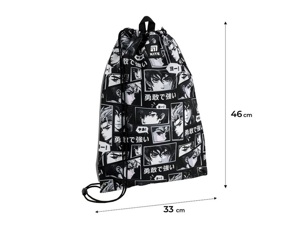 Сумка для обуви со шнурками Anime Boy K25-600M-12, 46×33 см, затяжка шнурком, Kite