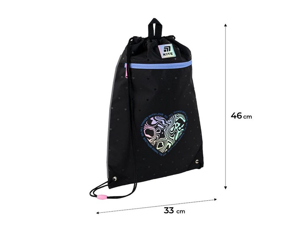 Сумка для взуття зі шнурками Love is K25-601M-5, 46×33 см, затяжка шнурком, Kite