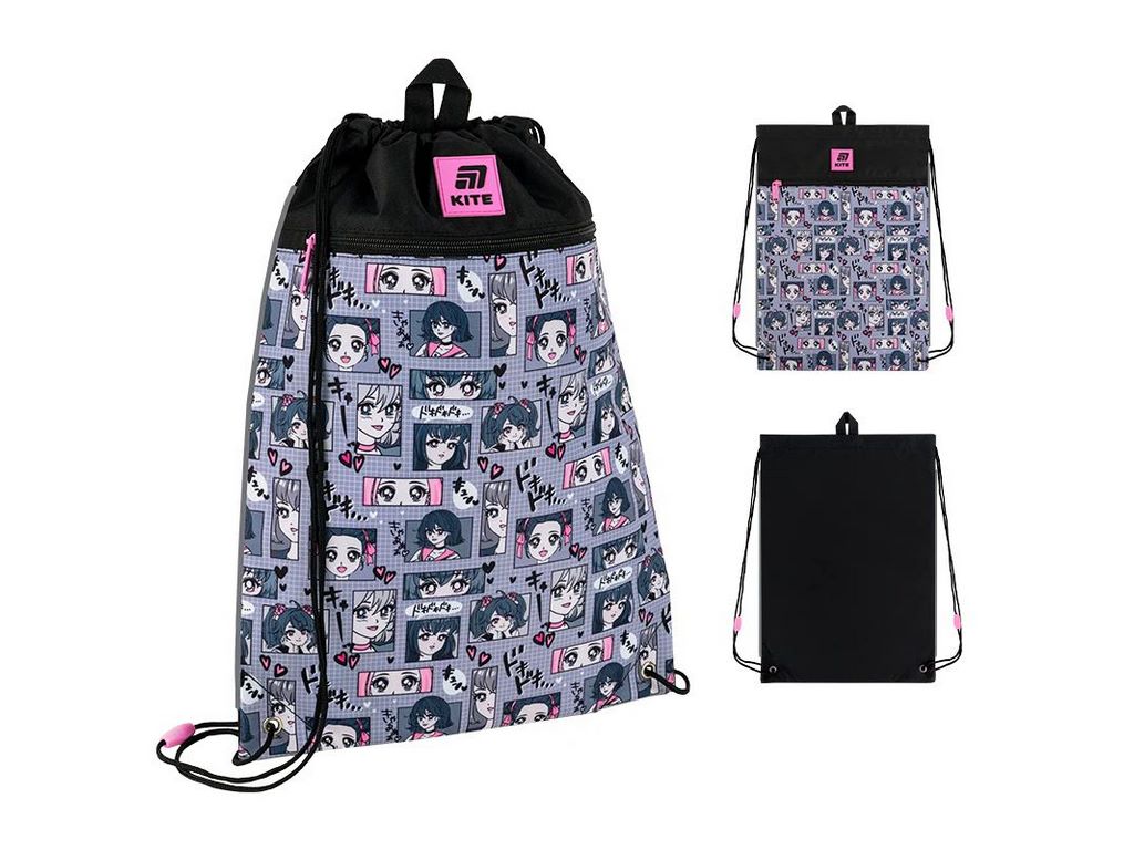Сумка для обуви со шнурками Anime Girl K25-601M-9, 46×33 см, затяжка шнурком, Kite