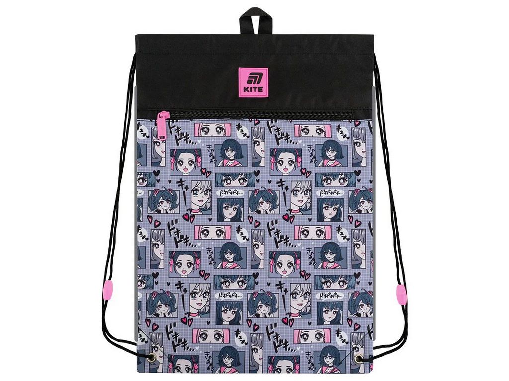 Сумка для обуви со шнурками Anime Girl K25-601M-9, 46×33 см, затяжка шнурком, Kite