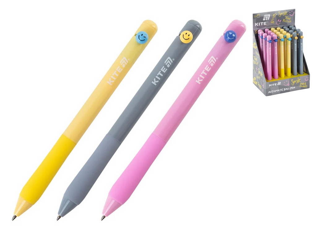 Ручка кулькова автоматична Kite Smile K26-034, синя, 0,7 мм, мікс видів (ціна за 1шт)