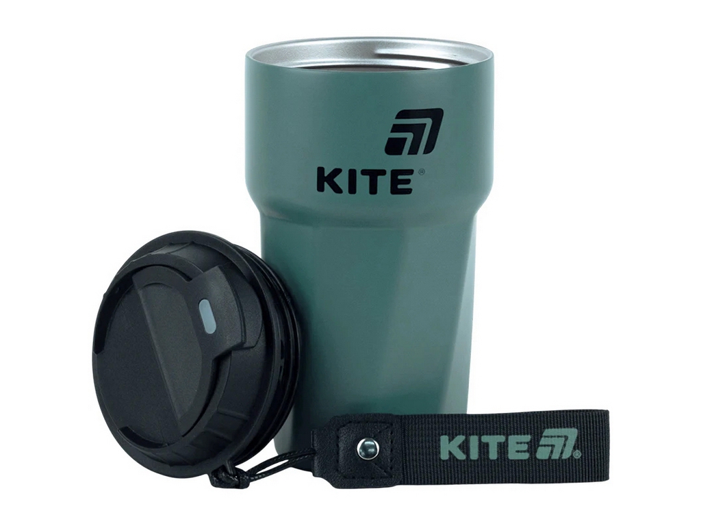 Термокружка Kite, 450 мл, з нержавіючою колбою та клапаном, зелена, Kite