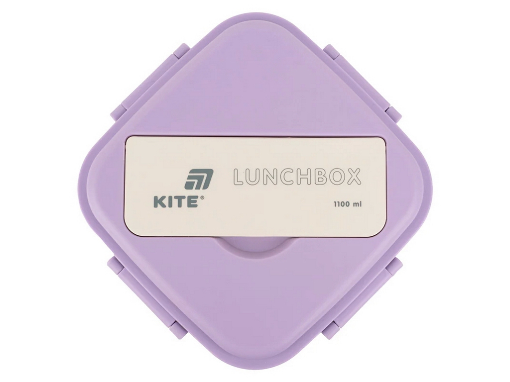 Ланчбокс з розділювачем та приладами Kite K26-186-3, 1100 мл, фіолетово-бежевий