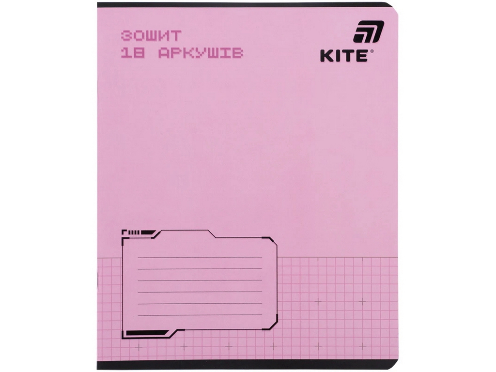 Зошит шкільний у клітинку Kite One Color, 18 аркушів, фактурна обкладинка, 5 видів (ціна за 1шт)