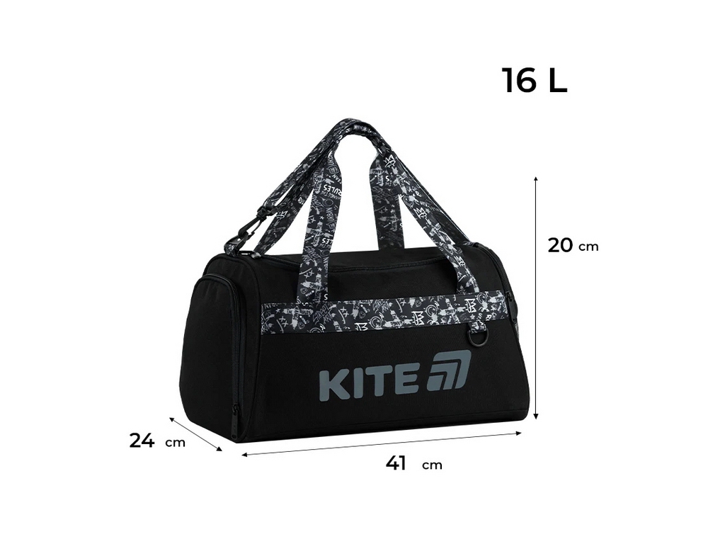 Сумка спортивная школьная No Rules K26-2505-2, 20x41x24 см, отделение для обуви, Kite