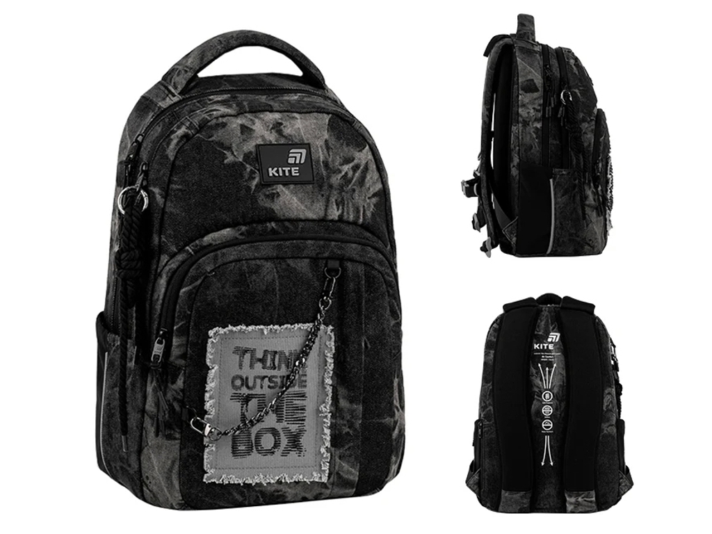 Рюкзак школьный ортопедический Kite Education teens Denim Core, 42 см, светоотражающие элементы