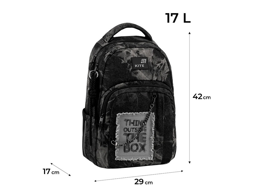 Рюкзак школьный ортопедический Kite Education teens Denim Core, 42 см, светоотражающие элементы