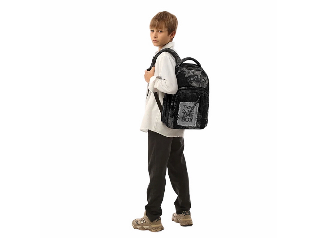Рюкзак школьный ортопедический Kite Education teens Denim Core, 42 см, светоотражающие элементы