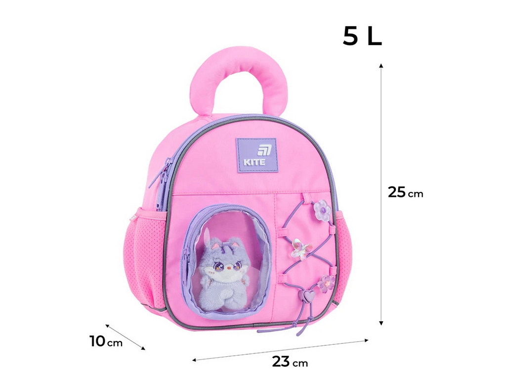 Рюкзак детский Kite Kids Cat&amp;Fun K26-2737XXS-1, с плюшевой игрушкой