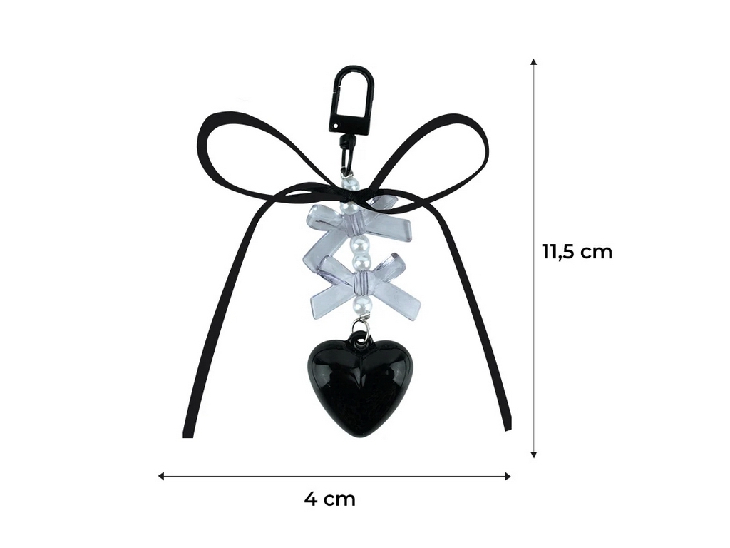 Брелок-підвіска Kite K26-3002-39 з чорним серцем і бантом