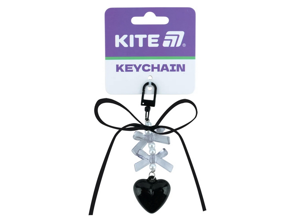 Брелок-підвіска Kite K26-3002-39 з чорним серцем і бантом
