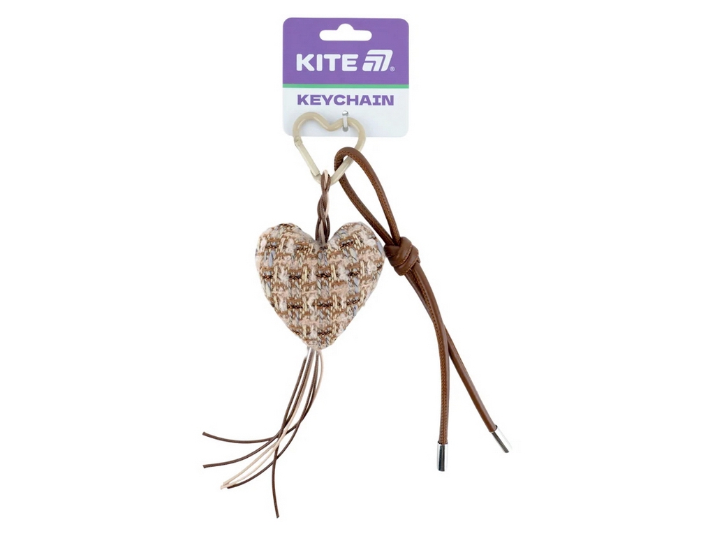 Брелок-підвіска Kite K26-3002-44 з текстильним серцем і довгими шнурами